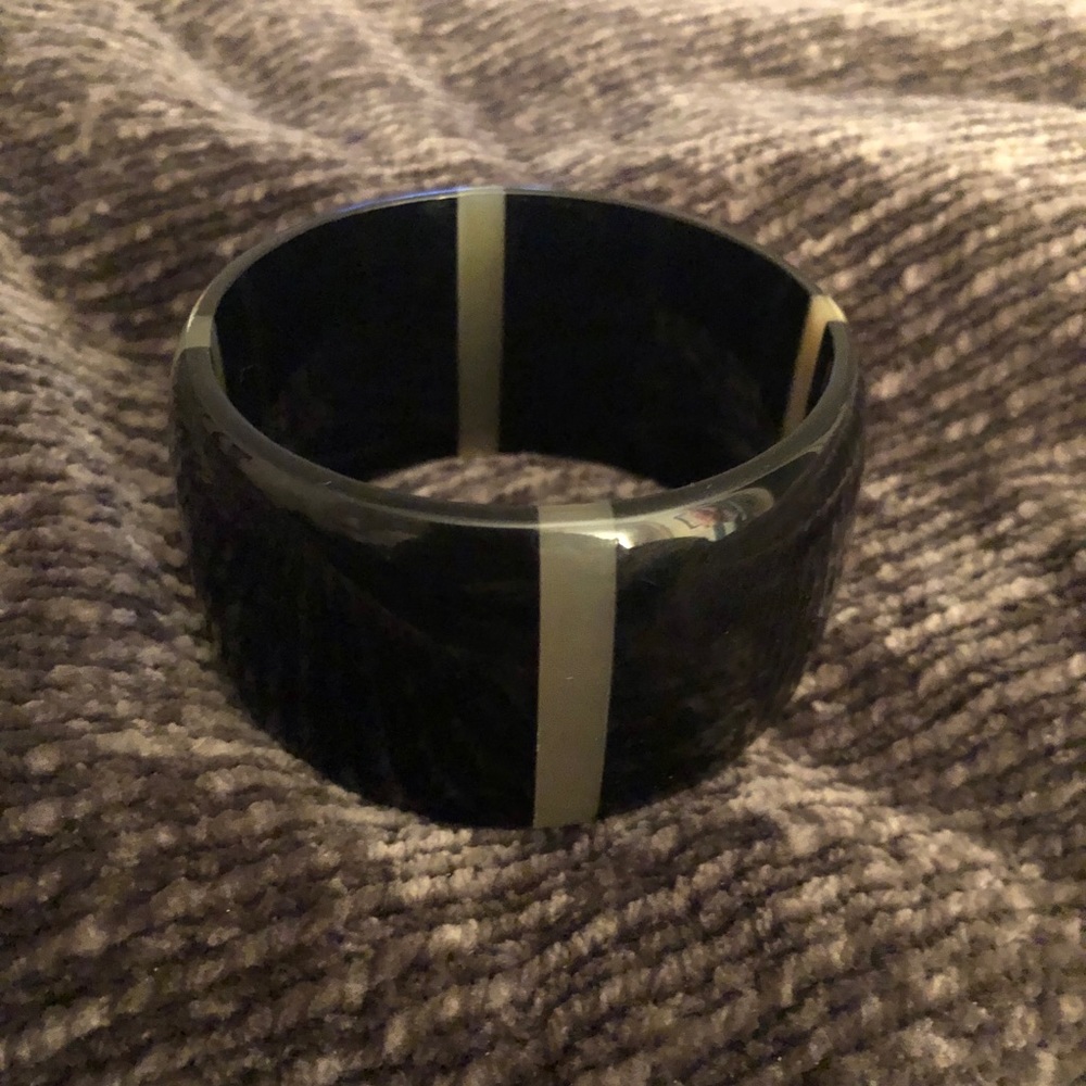 wide black bone bracelet